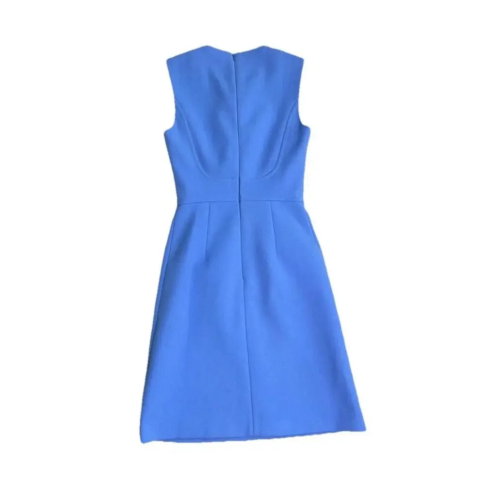 Luxury Michael Kors Collection Jackie O Sleeveless Sheath Dress 0 Buttons Blue - Picture 3 of 8